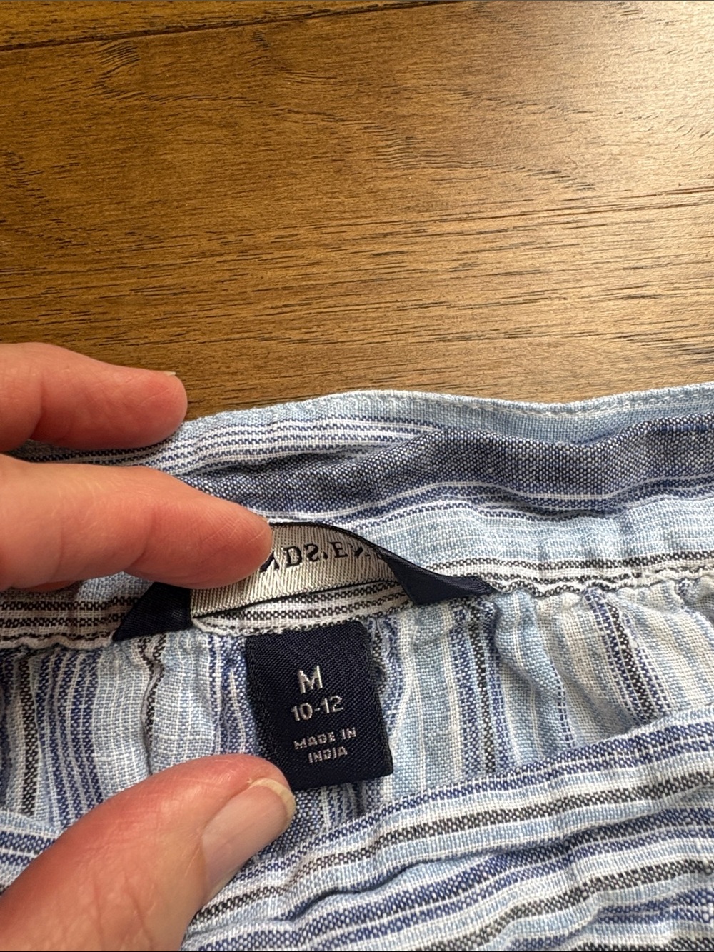 Lands' End Light Blue Striped Peasant Blouse - Picture 3 of 6
